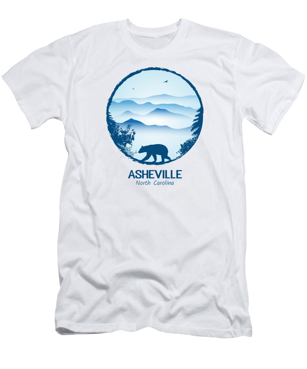 Asheville T-Shirt featuring the digital art Blue Ridge Mountains - AVL by Serena King