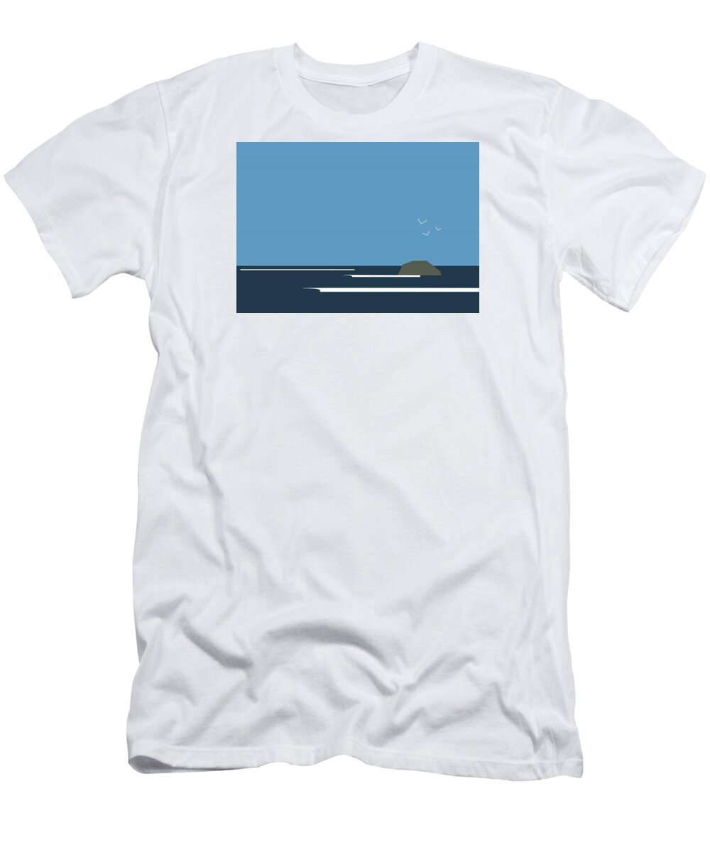 Sea T-Shirt featuring the digital art Blue sky, deep blue sea. by Fatline Graphic Art