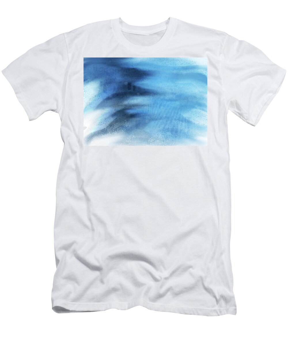 Abstract T-Shirt featuring the digital art Just Color - Blue Waves by Irene Moriarty