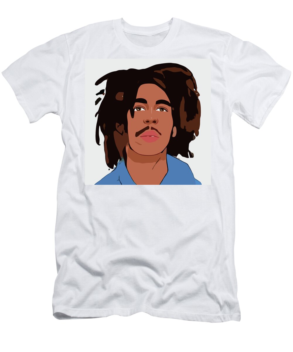 Bob Marley T-Shirt featuring the digital art Bob Marley Cartoon Portrait 1 by Ahmad Nusyirwan