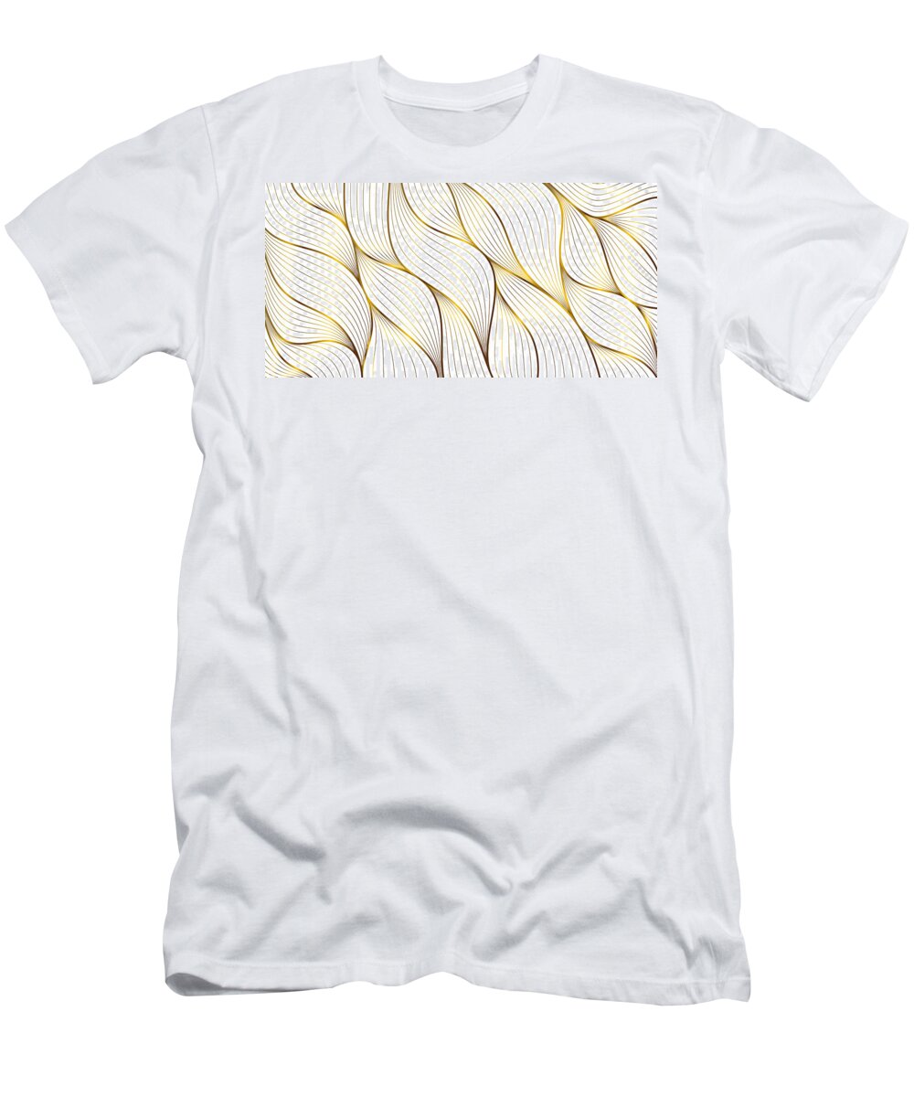China Flag T-Shirt featuring the painting Bold Swirl Pattern Geometric Design White by Tony Rubino