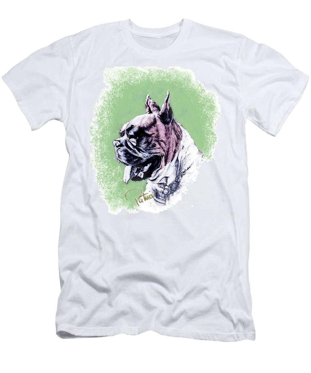 Pen & Ink Art T-Shirt featuring the painting Boxer Headstudy by Patrice Clarkson
