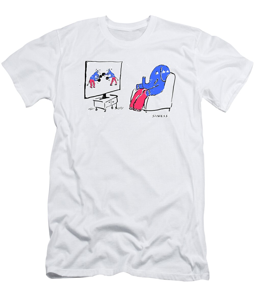 Captionless T-Shirt featuring the drawing Boxing Match by David Sipress