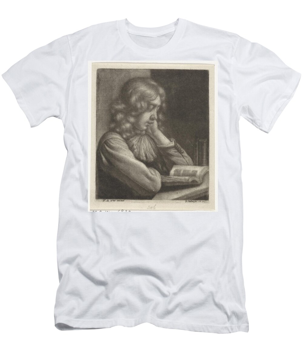 19th Century T-Shirt featuring the painting Boy Reading, Wallerant Vaillant, 1658 by MotionAge Designs