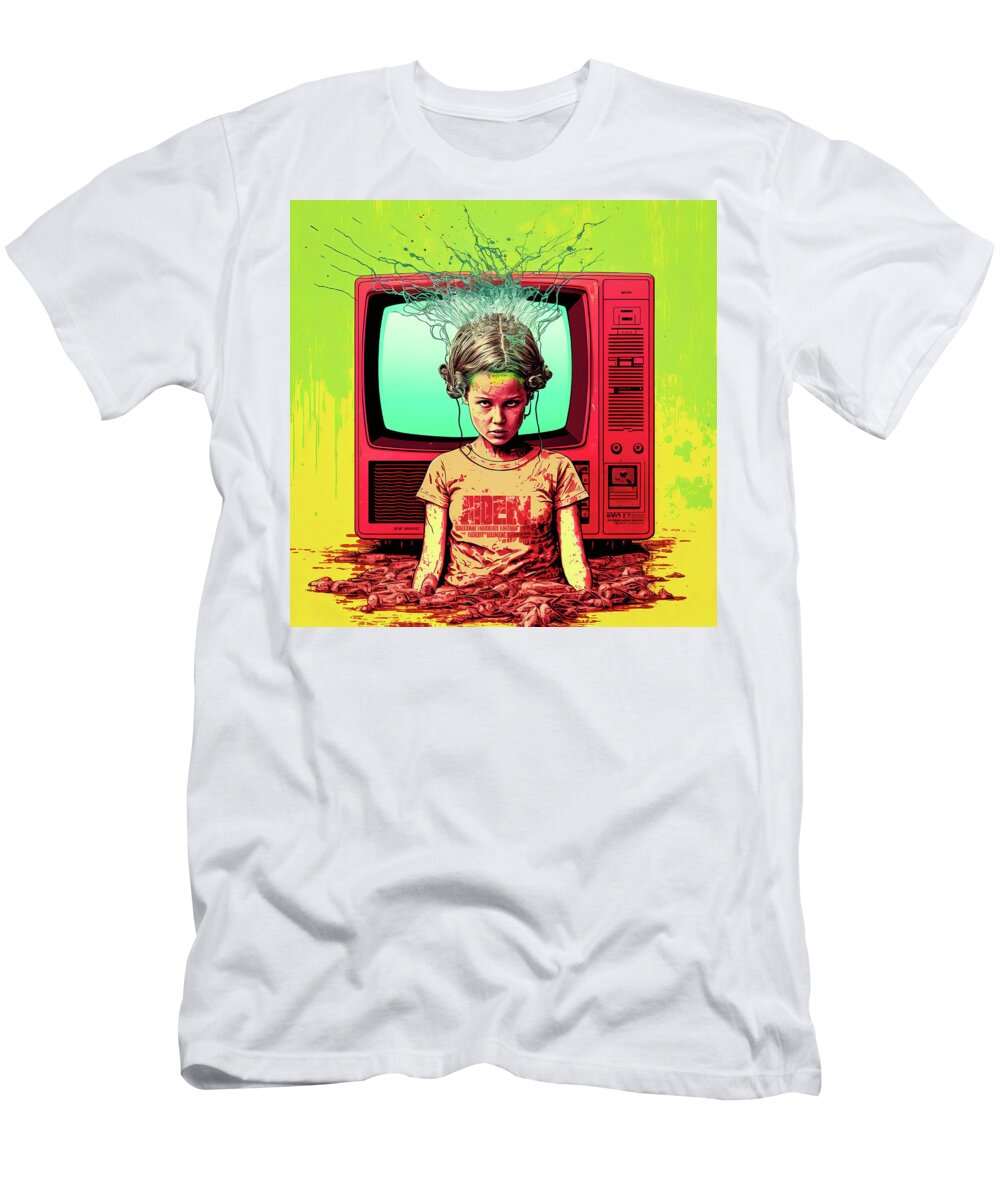 Brainwash T-Shirt featuring the digital art Brainwash surreal psychedelic art 01 by Matthias Hauser