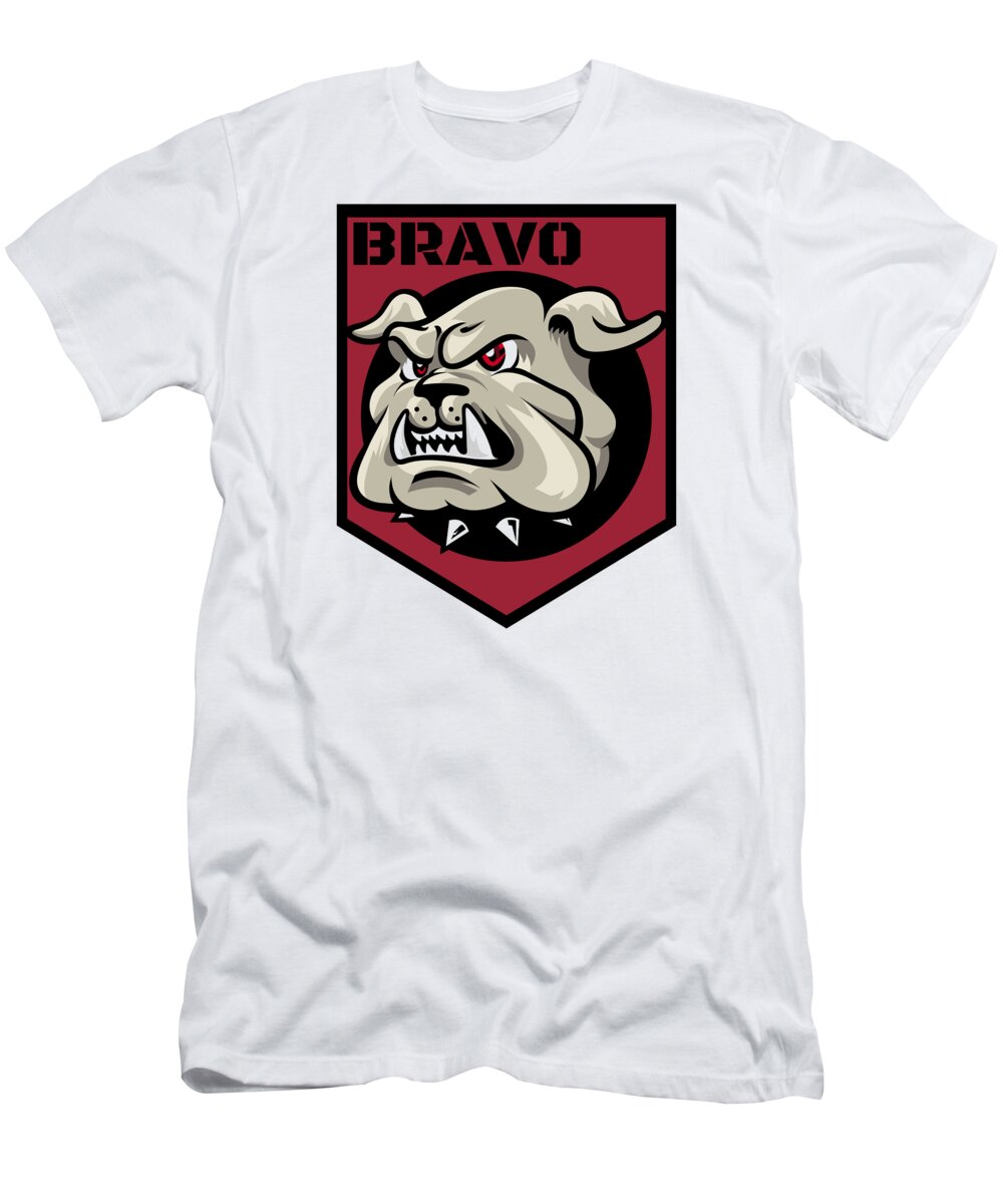 Bulldog T-Shirt featuring the painting Bravo Company by Jesse Entz