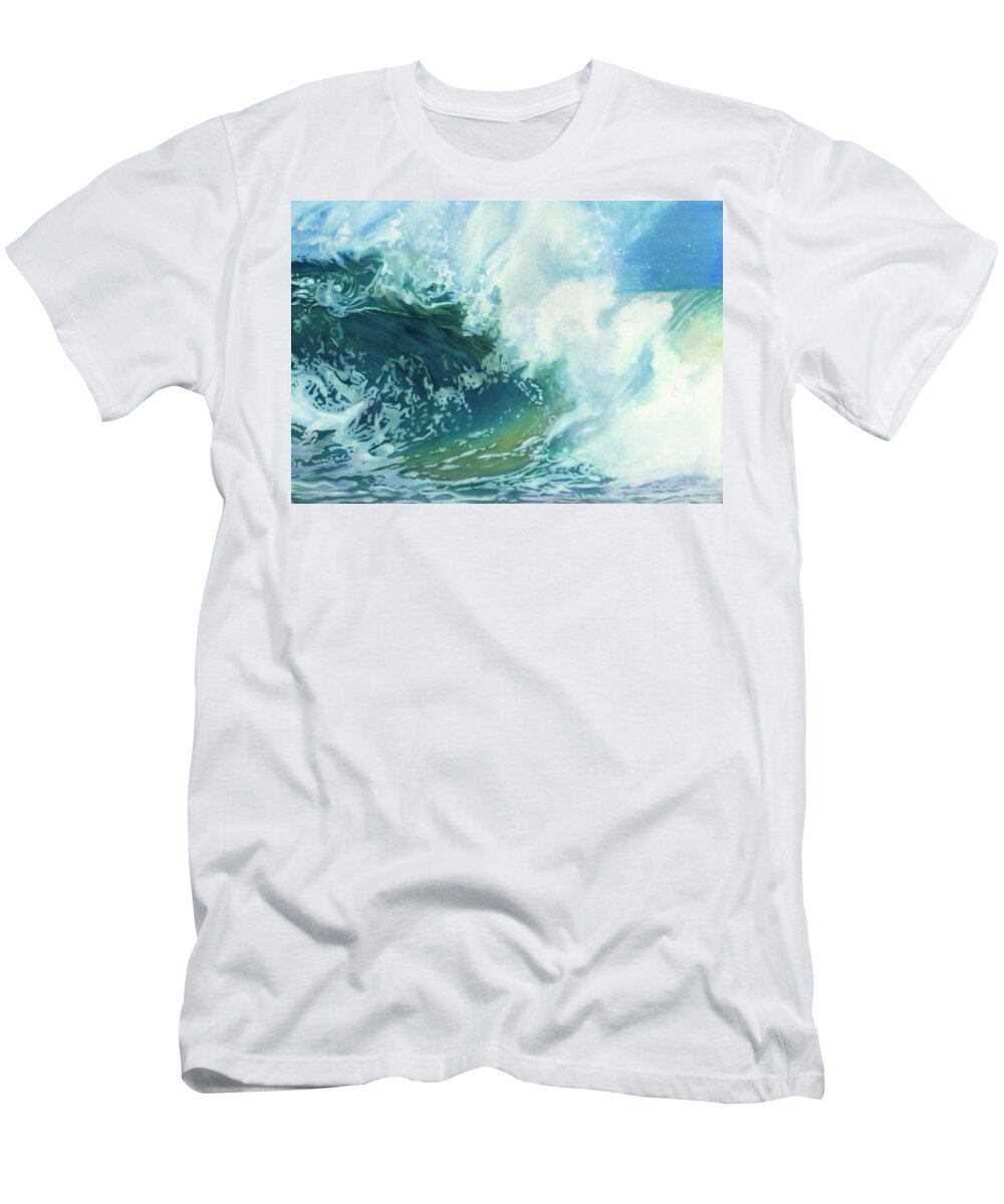 Wave T-Shirt featuring the painting Breathtaking Kai Mana by Sandy Haight