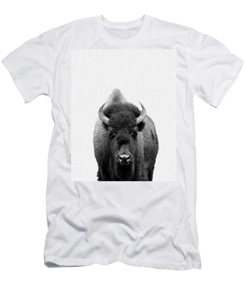 Buffalo T-Shirt featuring the photograph Buffalo Photo 135 black and white by Lucie Dumas