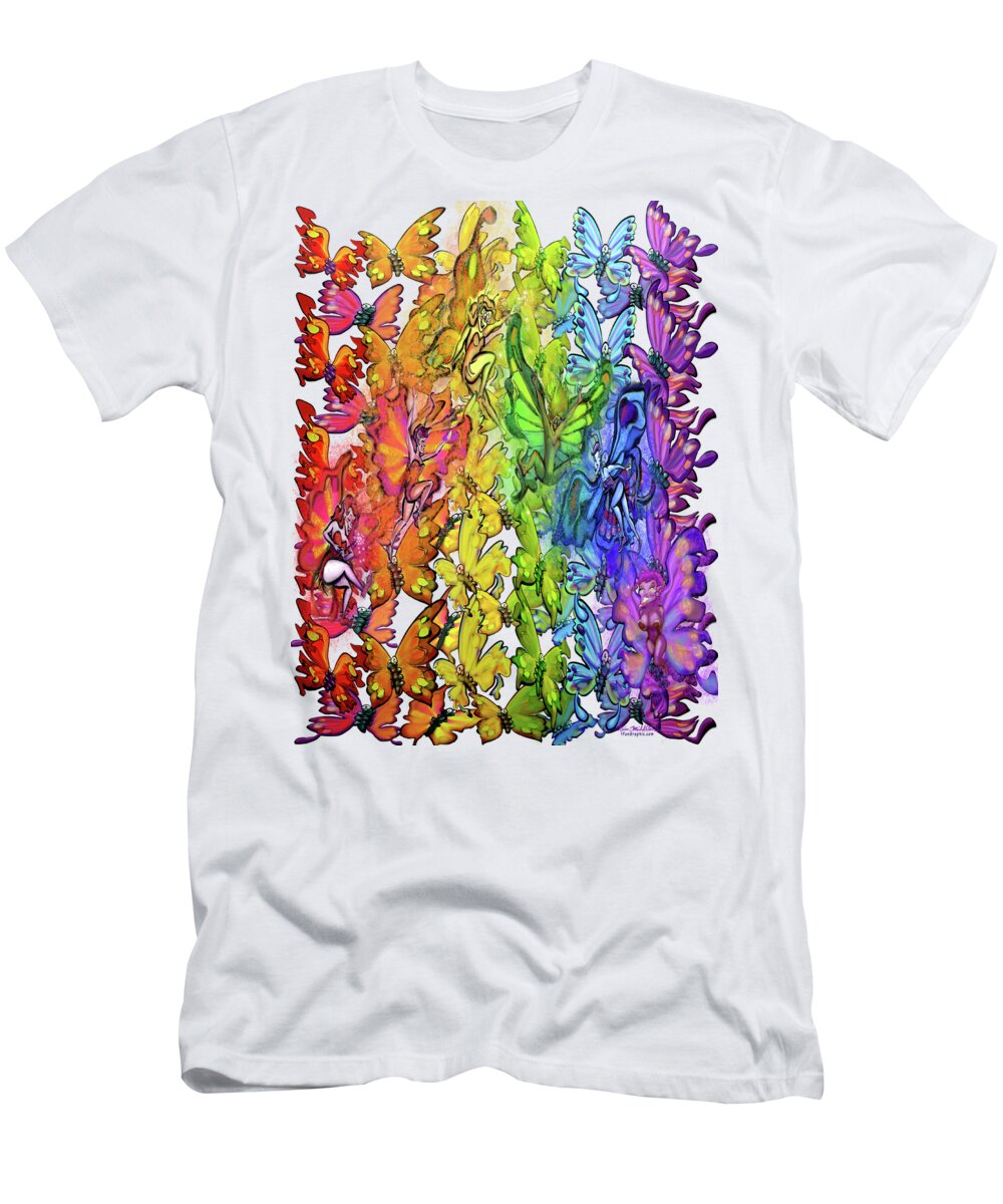 Butterfly T-Shirt featuring the digital art Butterflies Faeries Rainbow by Kevin Middleton