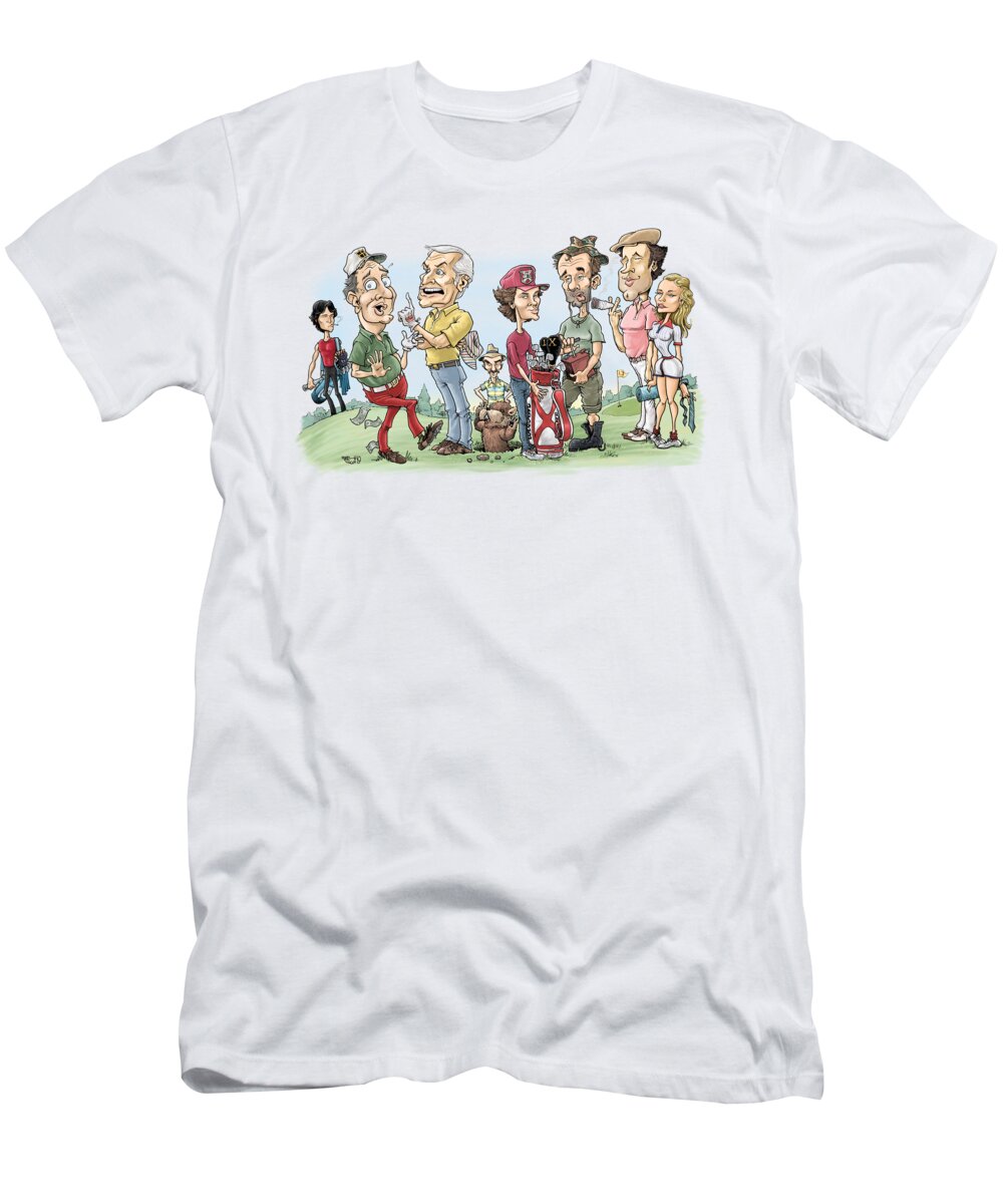 Movies T-Shirt featuring the drawing Caddyshack by Mike Scott