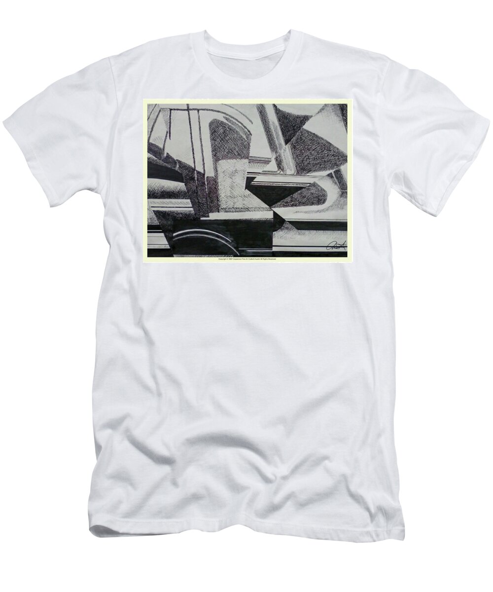 Cadillac T-Shirt featuring the drawing Cadillac cubism by Cepiatone Fine Art Callie E Austin