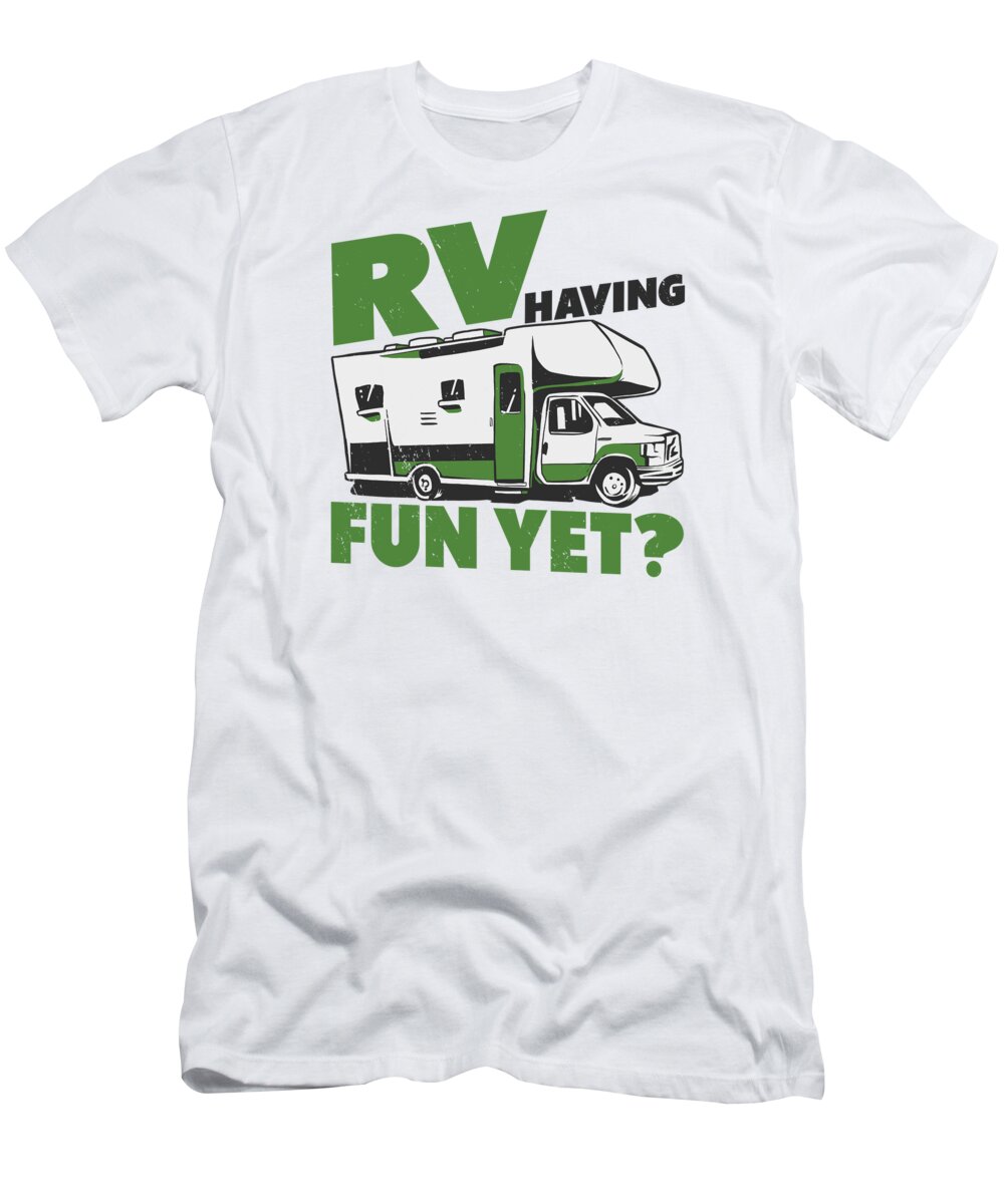 Camper T-Shirt featuring the digital art Camper RV Van Trailer Road Trip Adventure Outdoors by Toms Tee Store