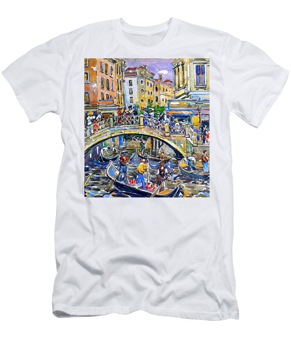 Maurice Prendergast T-Shirt featuring the painting Canal, Venice by Maurice Prendergast