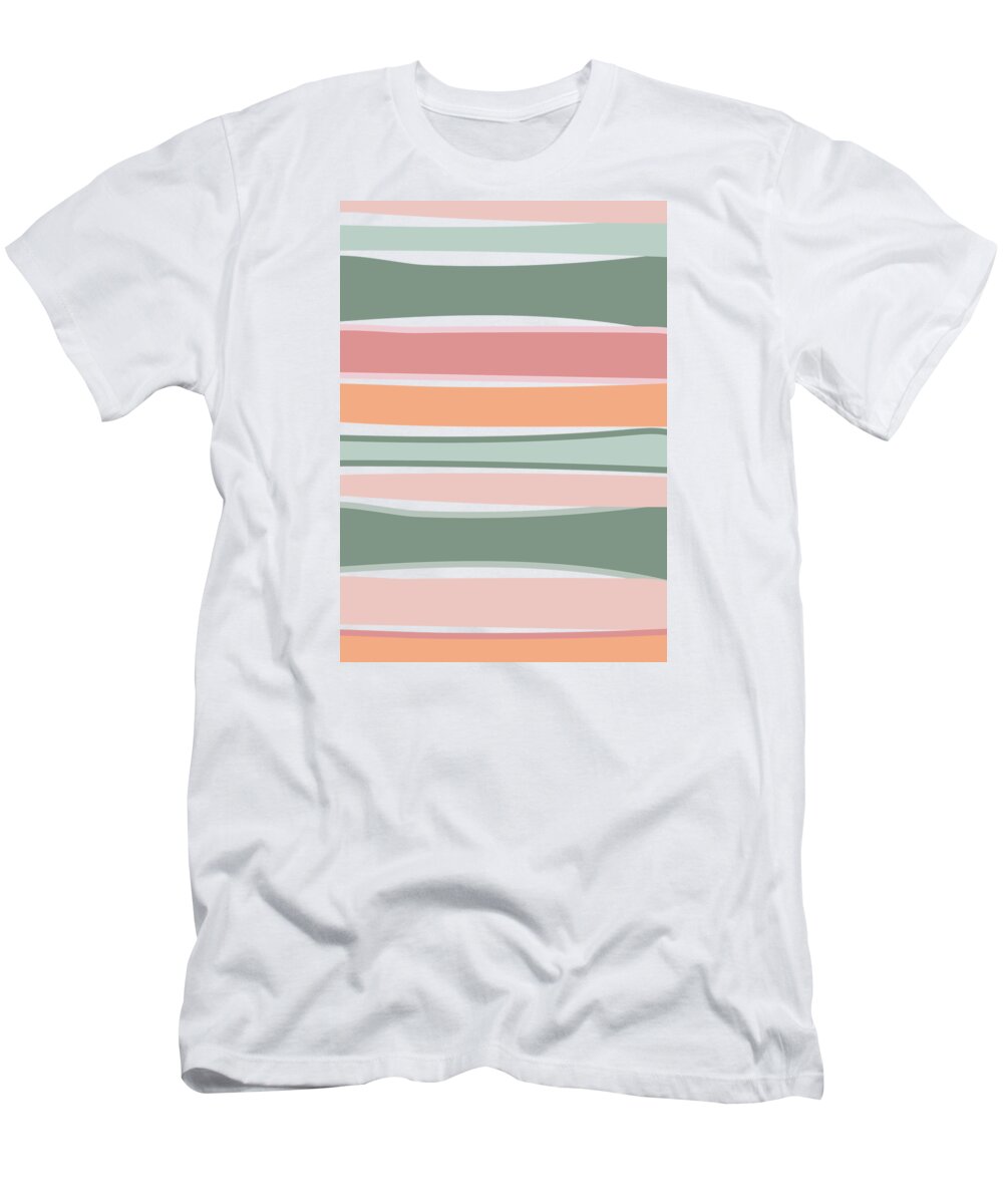 Pastel T-Shirt featuring the digital art Candy colored waves by Johanna Virtanen
