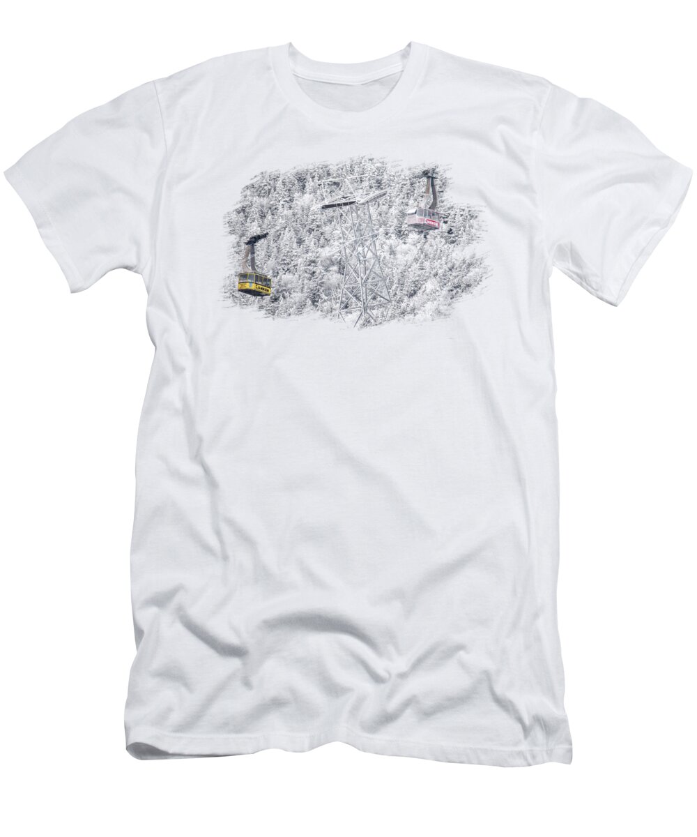 Cannon T-Shirt featuring the photograph Cannon Mountain Tram Cutout 2 by White Mountain Images