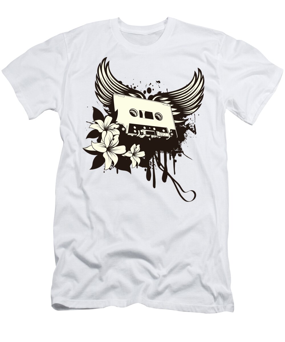 Gothic T-Shirt featuring the digital art Cassette Tape with Wings by Jacob Zelazny