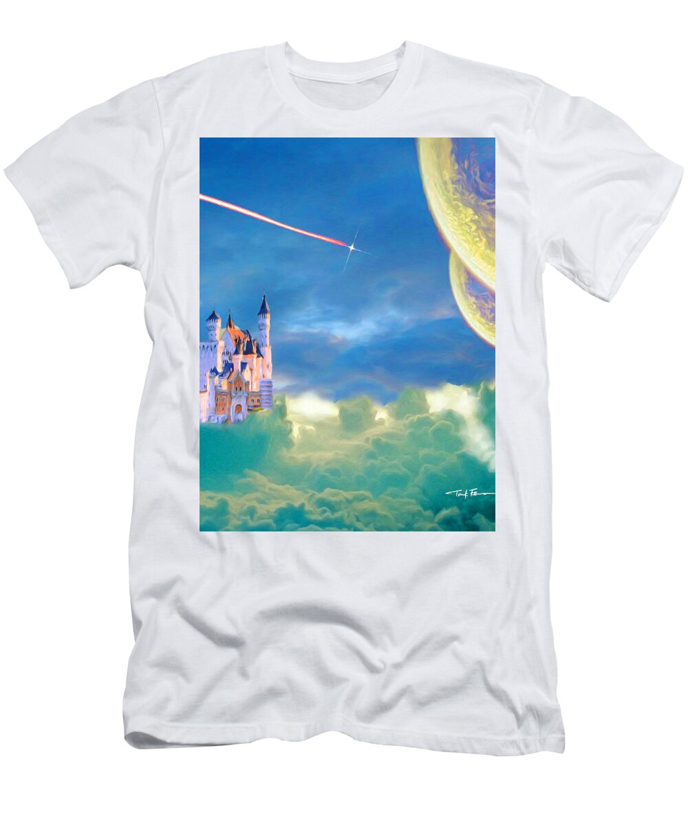 Fun T-Shirt featuring the painting Castle on a Cloud by Trask Ferrero