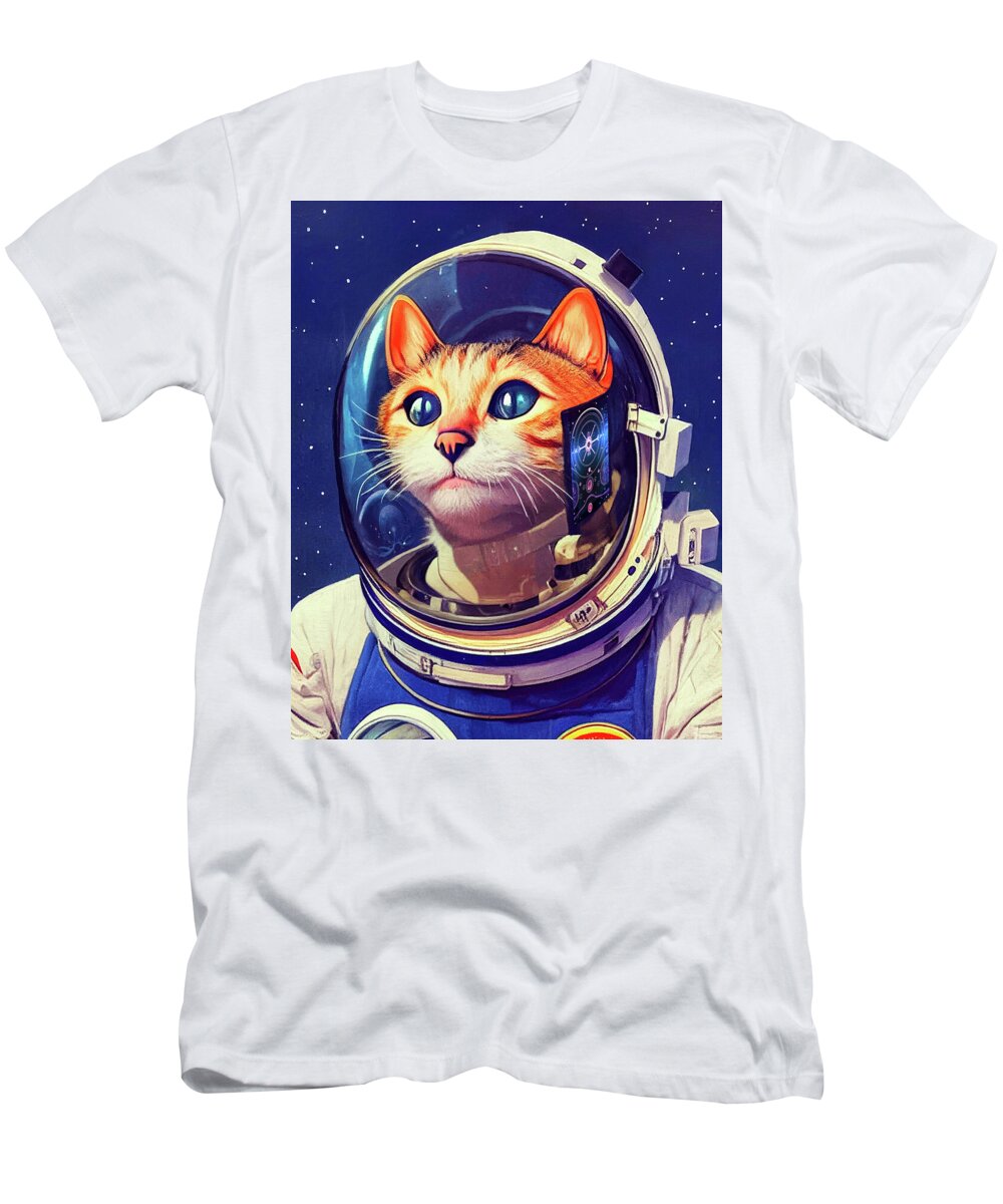 Cats T-Shirt featuring the digital art Cat Astronaut - James Tiberius Cat by Mark Tisdale