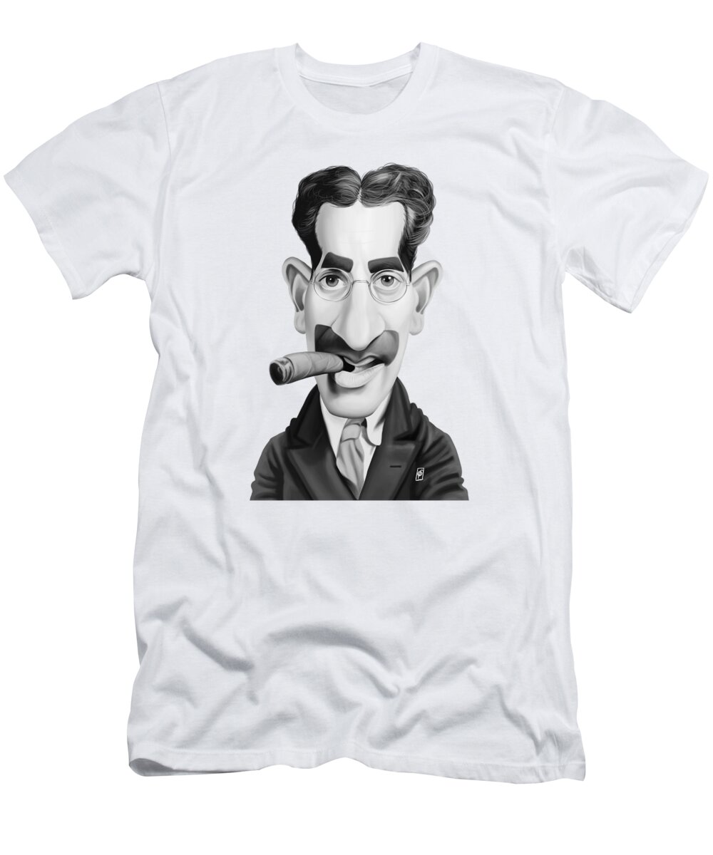 Illustration T-Shirt featuring the digital art Celebrity Sunday - Groucho Marx by Rob Snow