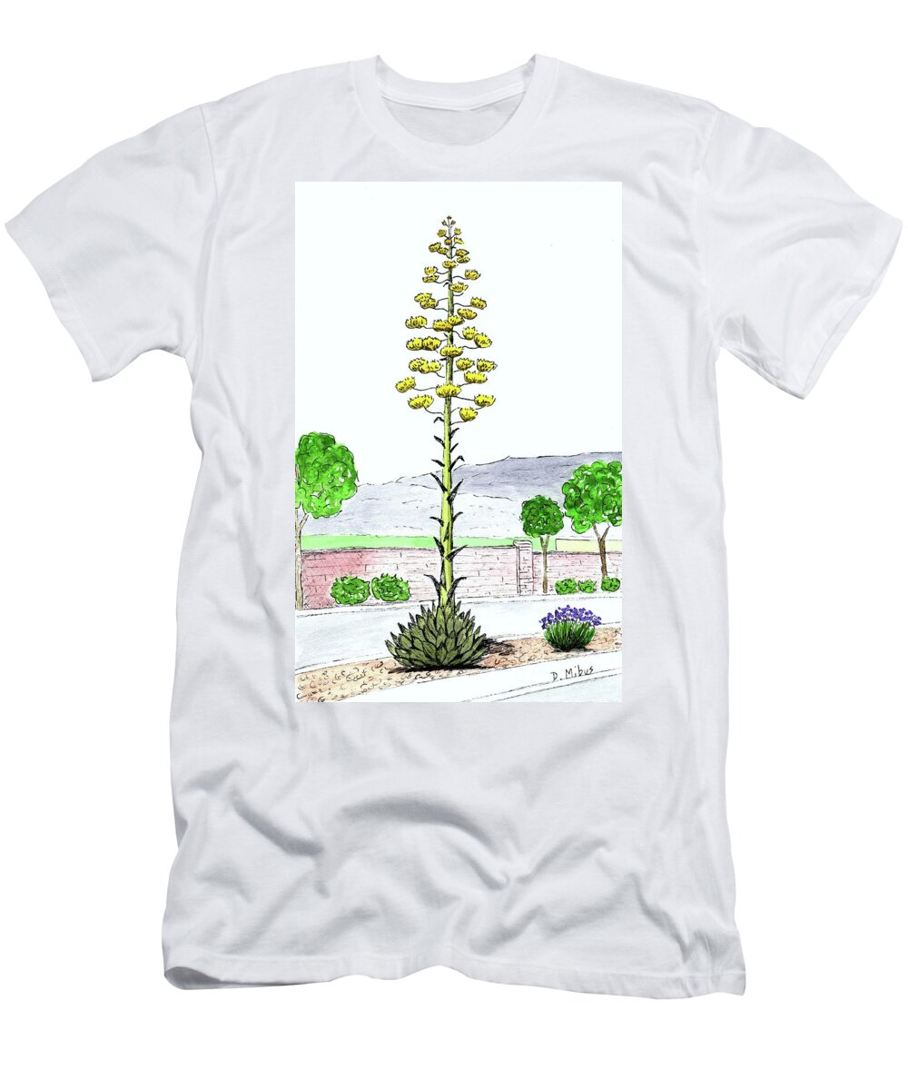 Watercolor And Ink T-Shirt featuring the painting Century Plant by Donna Mibus