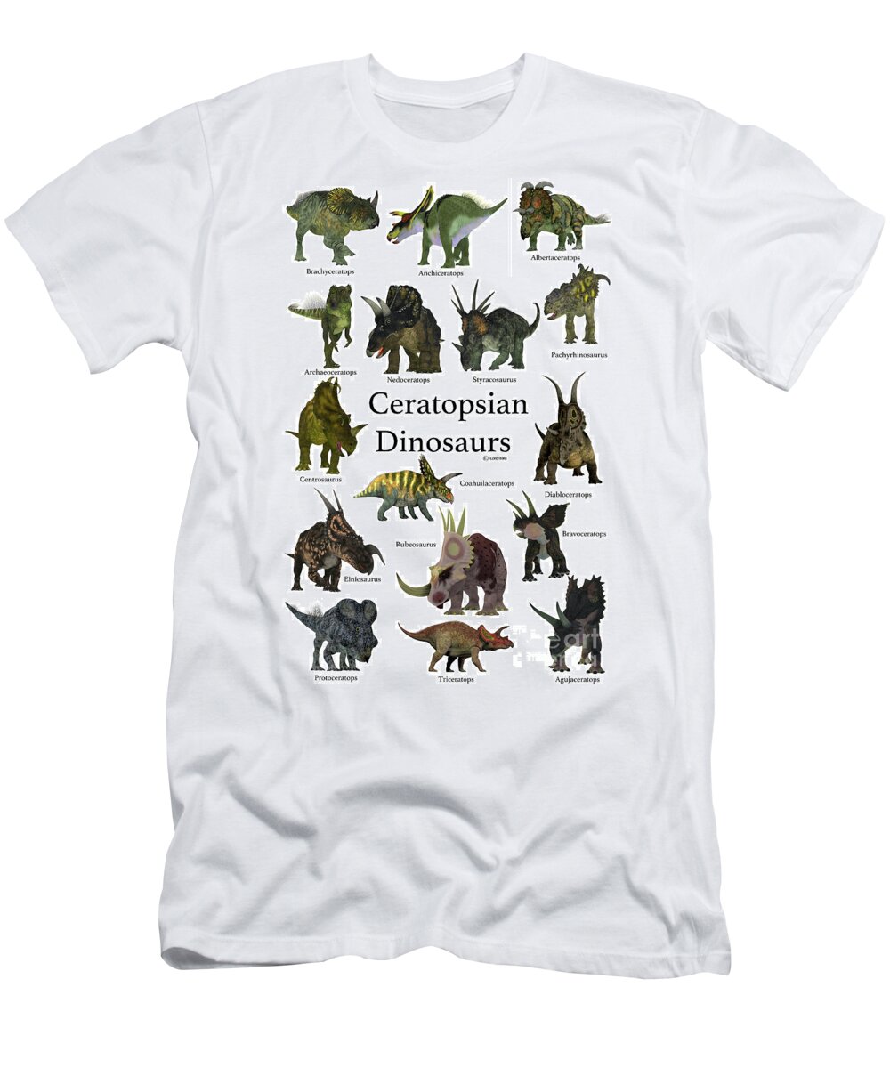 Ceratops T-Shirt featuring the digital art Ceratopsian Dinosaurs by Corey Ford