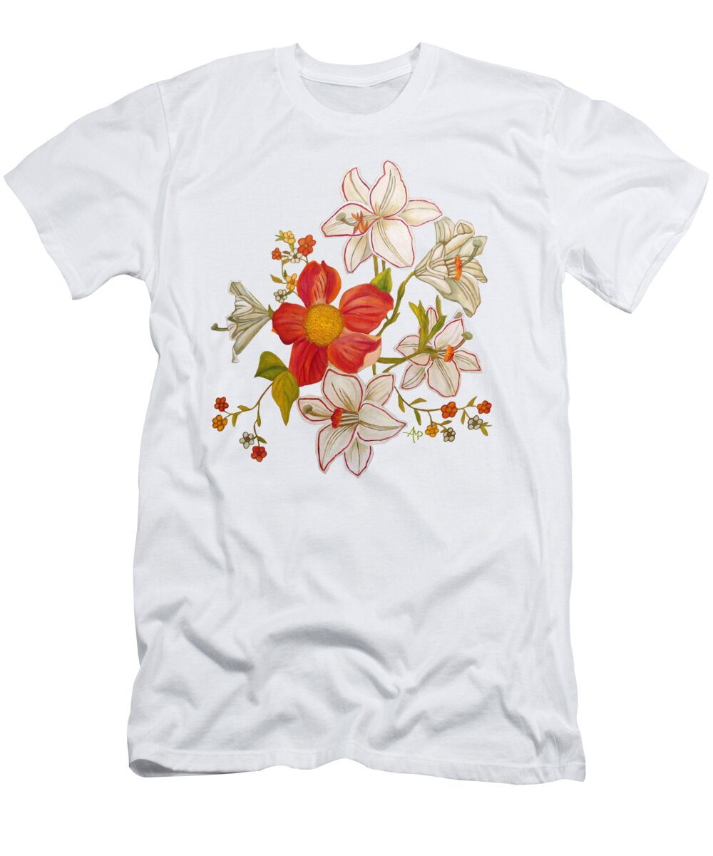 Lilies T-Shirt featuring the painting Cheering Up Your Day I by Angeles M Pomata