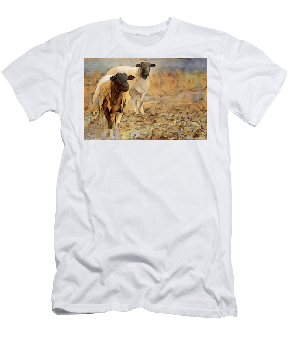 Chester County Goats T-Shirt featuring the digital art Chester County Goats by Susan Maxwell Schmidt