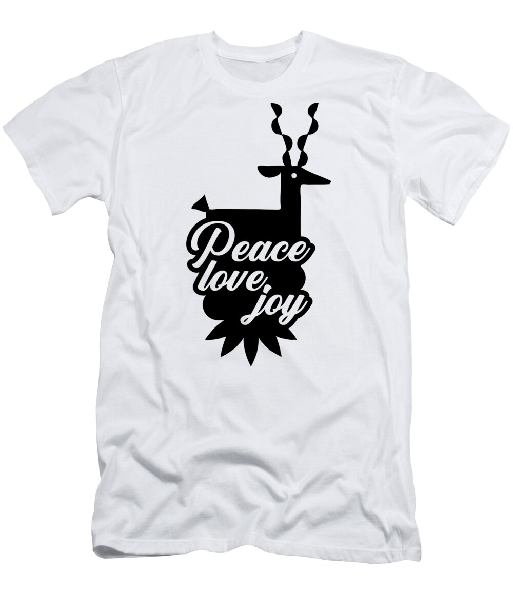 Joy T-Shirt featuring the digital art Christmas Reindeer Peace Love Joy by Jacob Zelazny