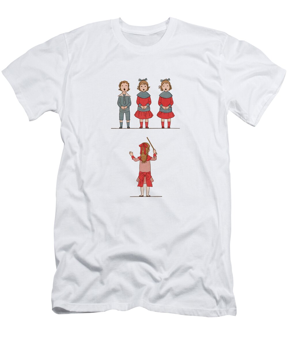 Childrens Choir T-Shirt featuring the digital art Christmas Song by Madame Memento
