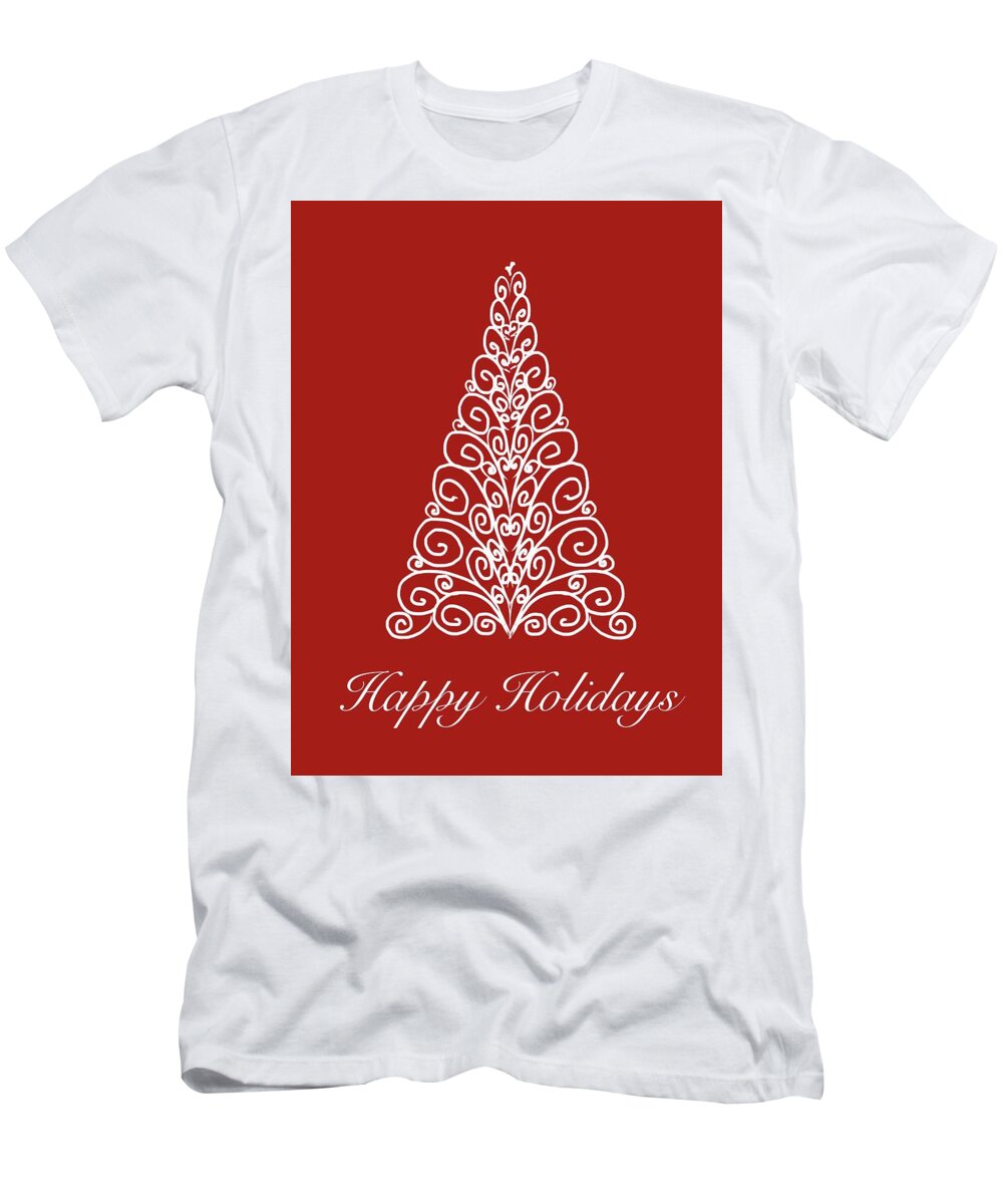 Christmas T-Shirt featuring the digital art Christmas Tree Red #1 by Bnte Creations