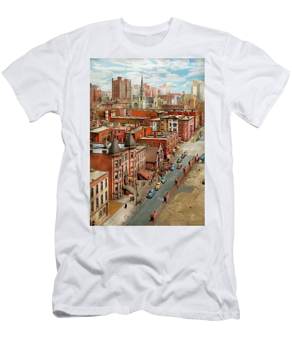 Chicago T-Shirt featuring the photograph City - Chicago, IL - The Churches of Chicago 1942 by Mike Savad