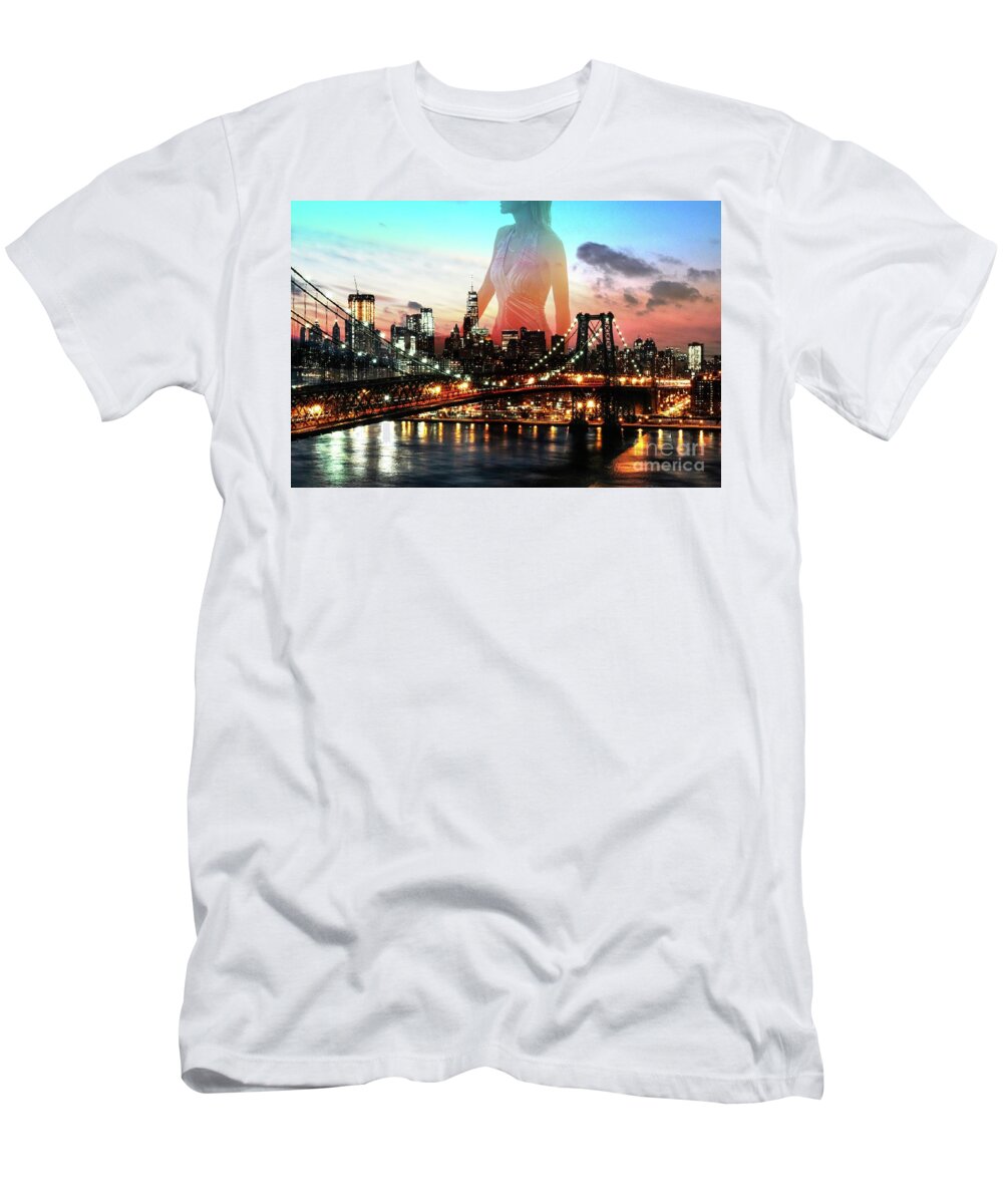 Dance T-Shirt featuring the mixed media City Woman by Yvonne Padmos