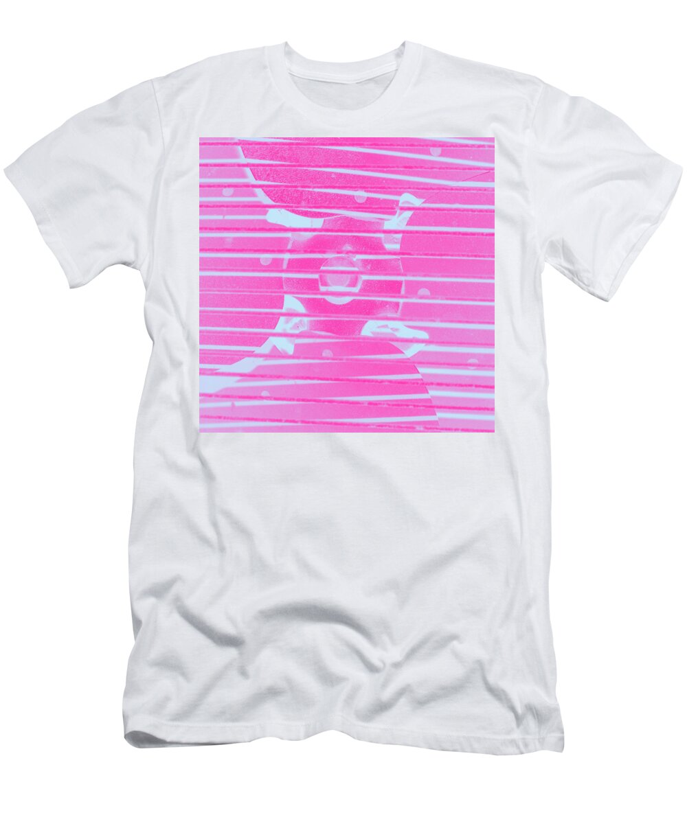 Fan T-Shirt featuring the photograph Close up of Old Fan Gray and Pink Gradient by Ali Baucom