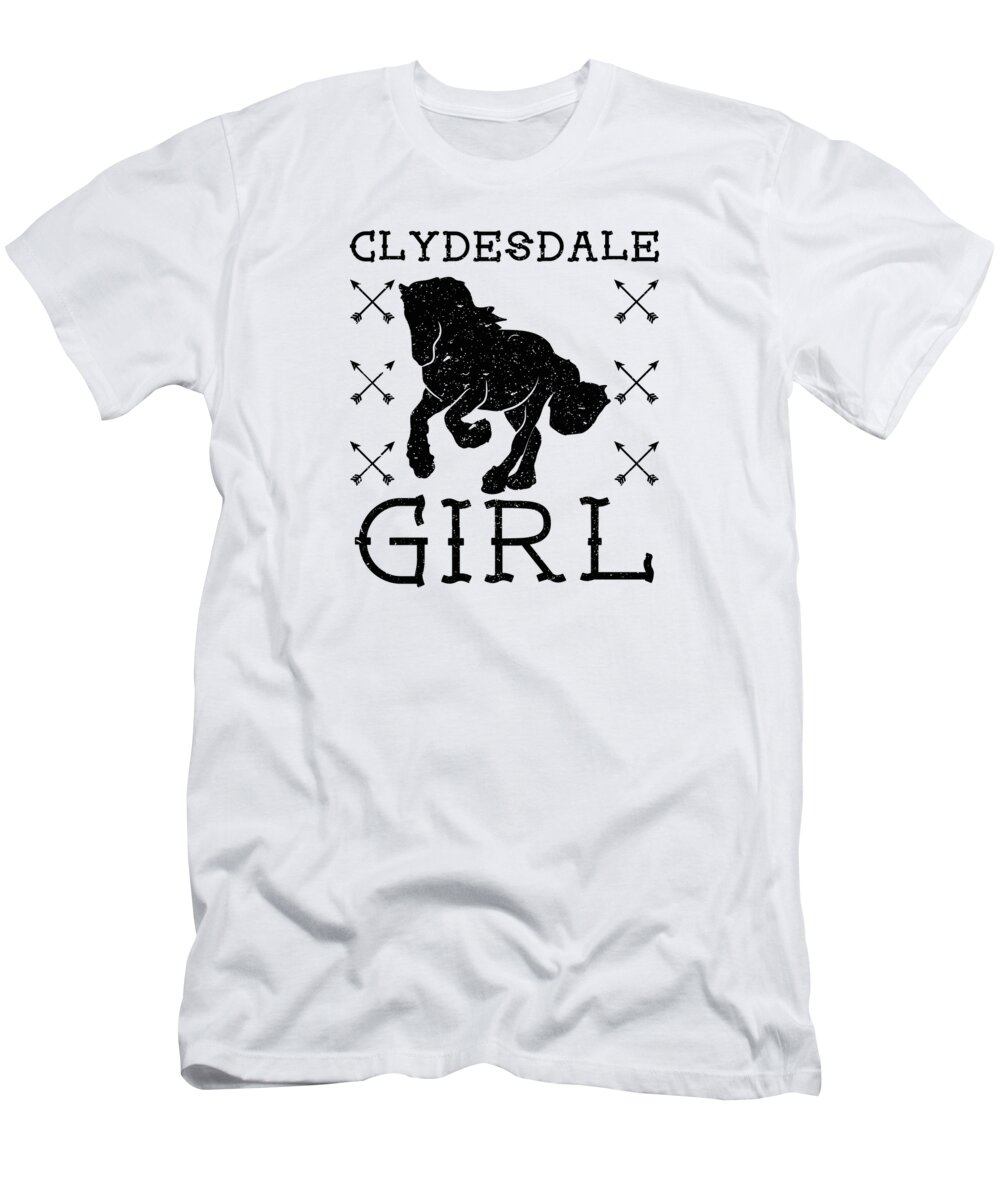Clydesdale T-Shirt featuring the digital art Clydesdale Girl Horse Equestrian Scottish Horse by Toms Tee Store