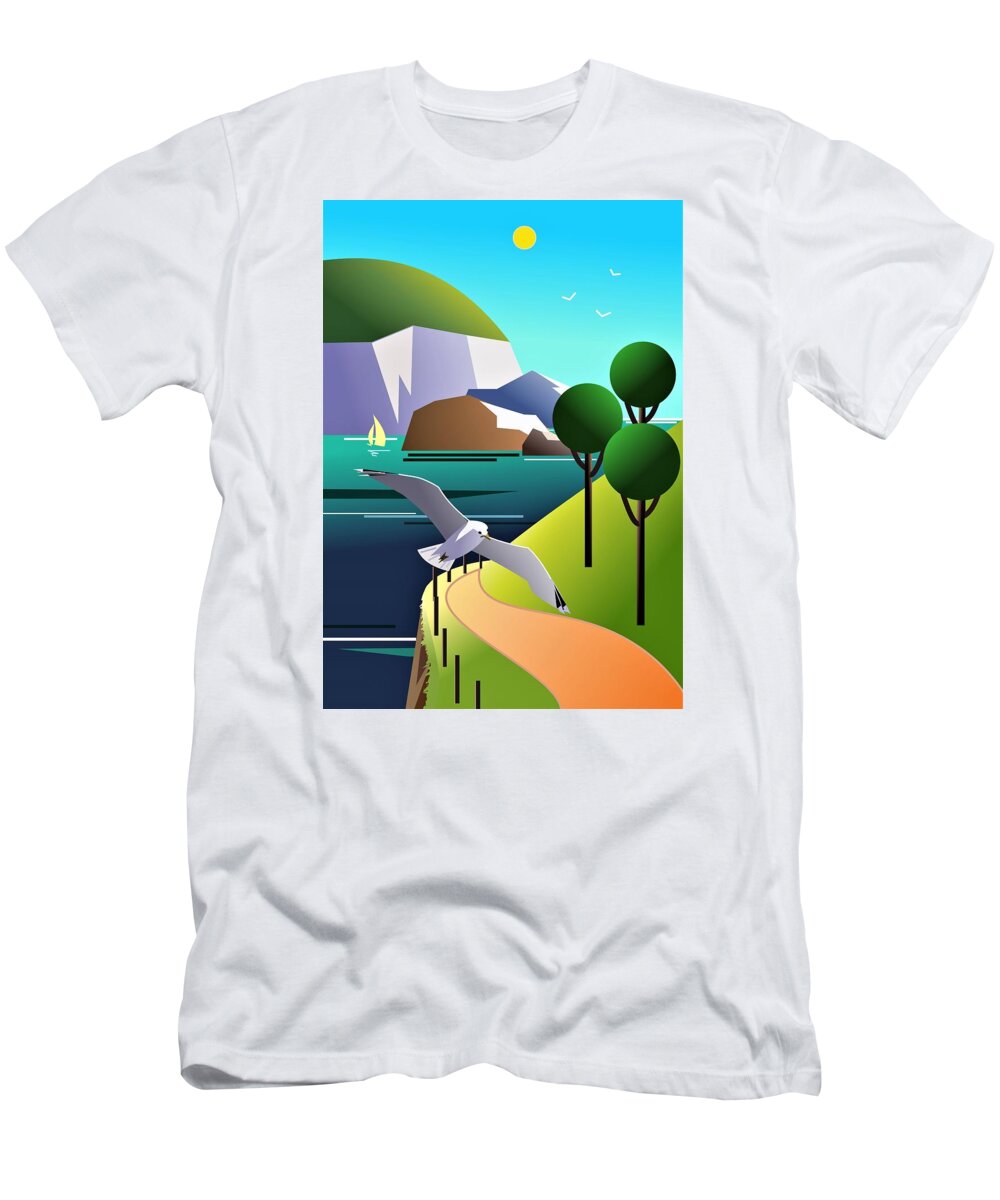 Coast T-Shirt featuring the digital art Coast by Fatline Graphic Art