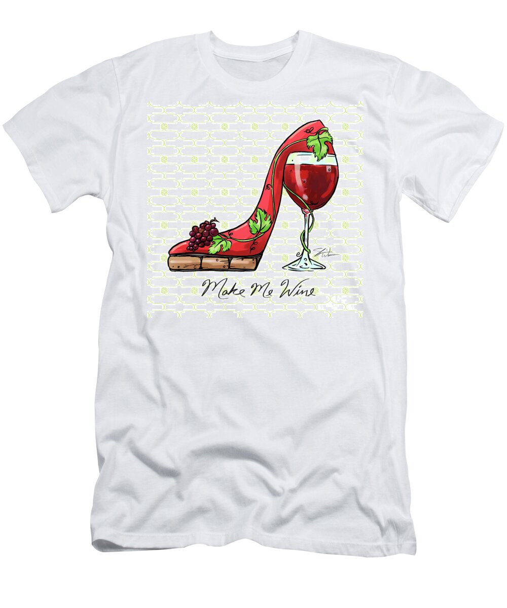 Shoes T-Shirt featuring the mixed media Cocktail Shoes Wine Walker by Shari Warren