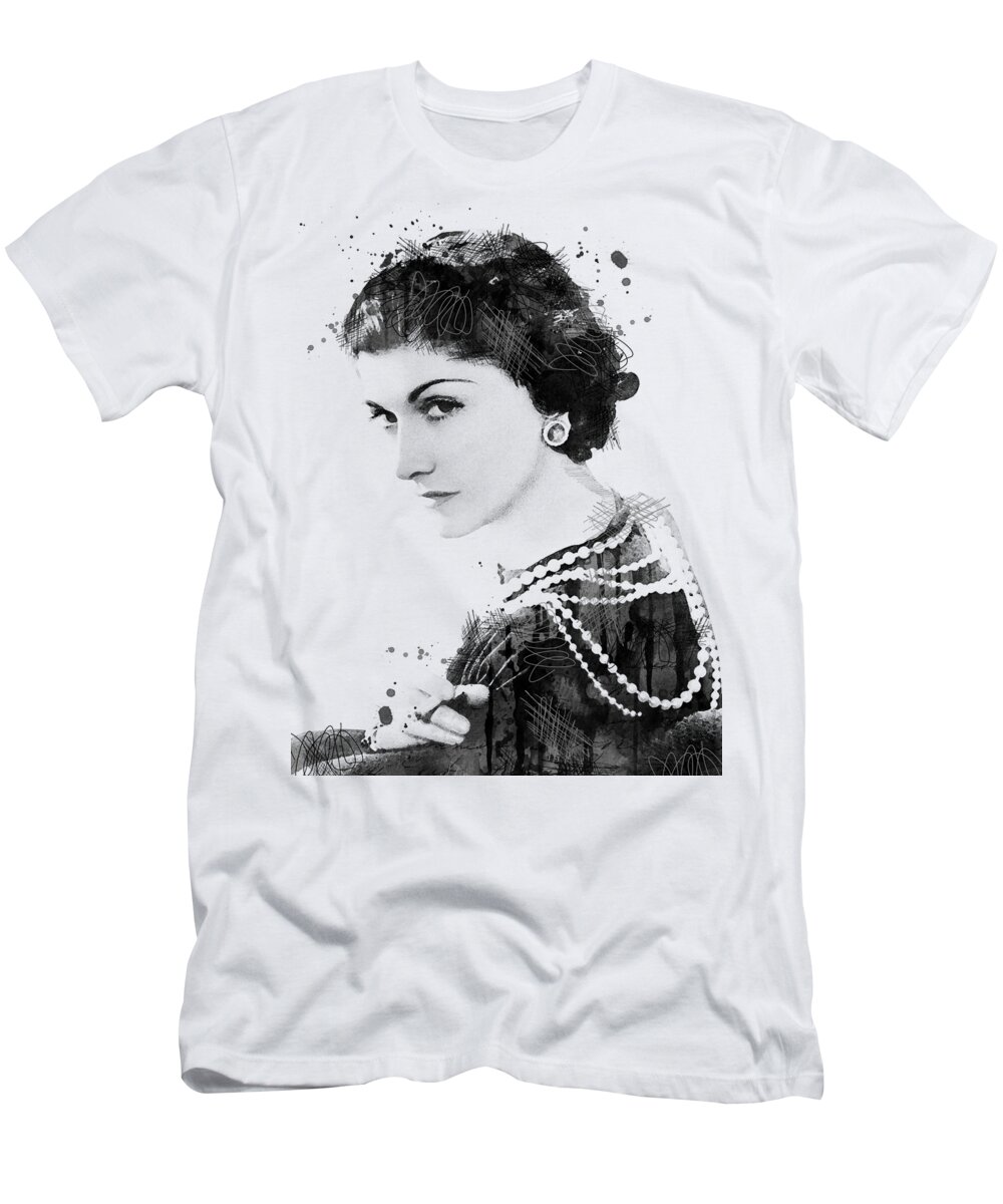 Coco Chanel bw watercolor T-Shirt by Mihaela Pater - Fine Art America
