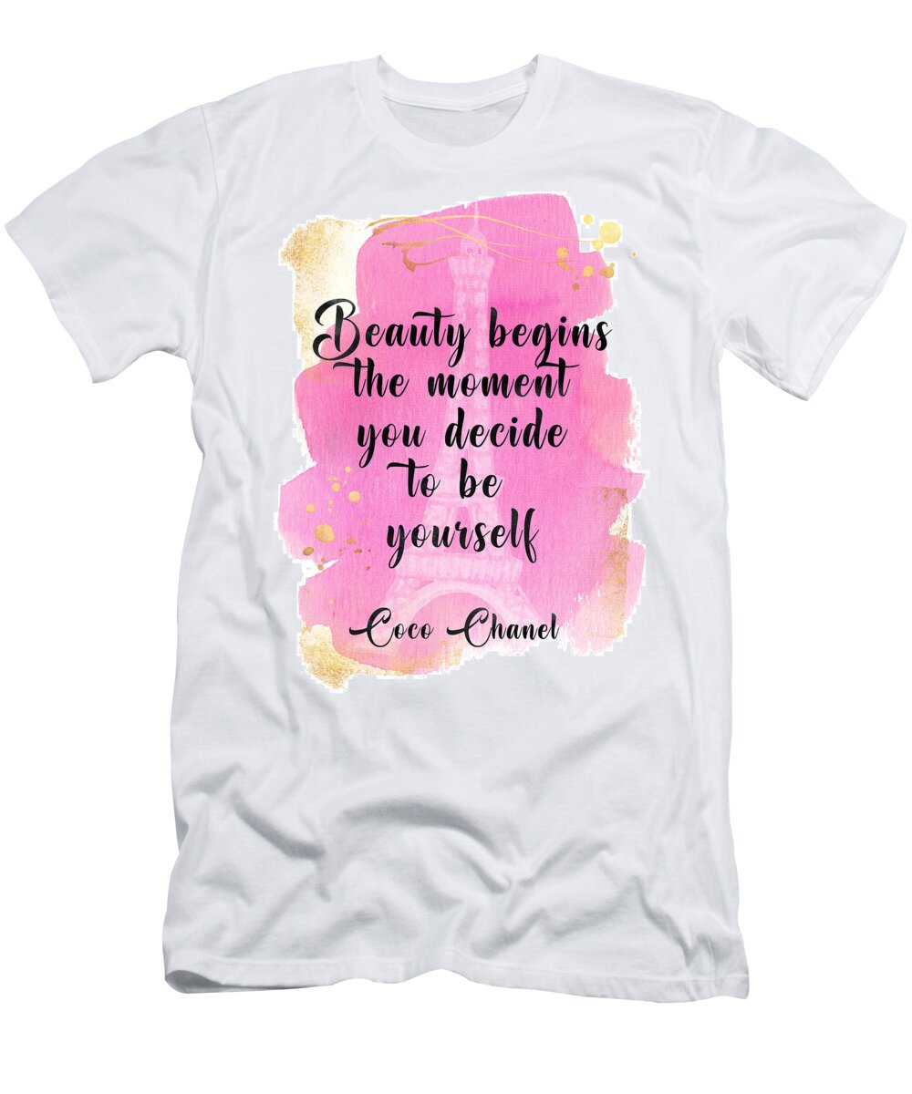 Coco Chanel quote watercolor T-Shirt by Mihaela Pater - Fine Art