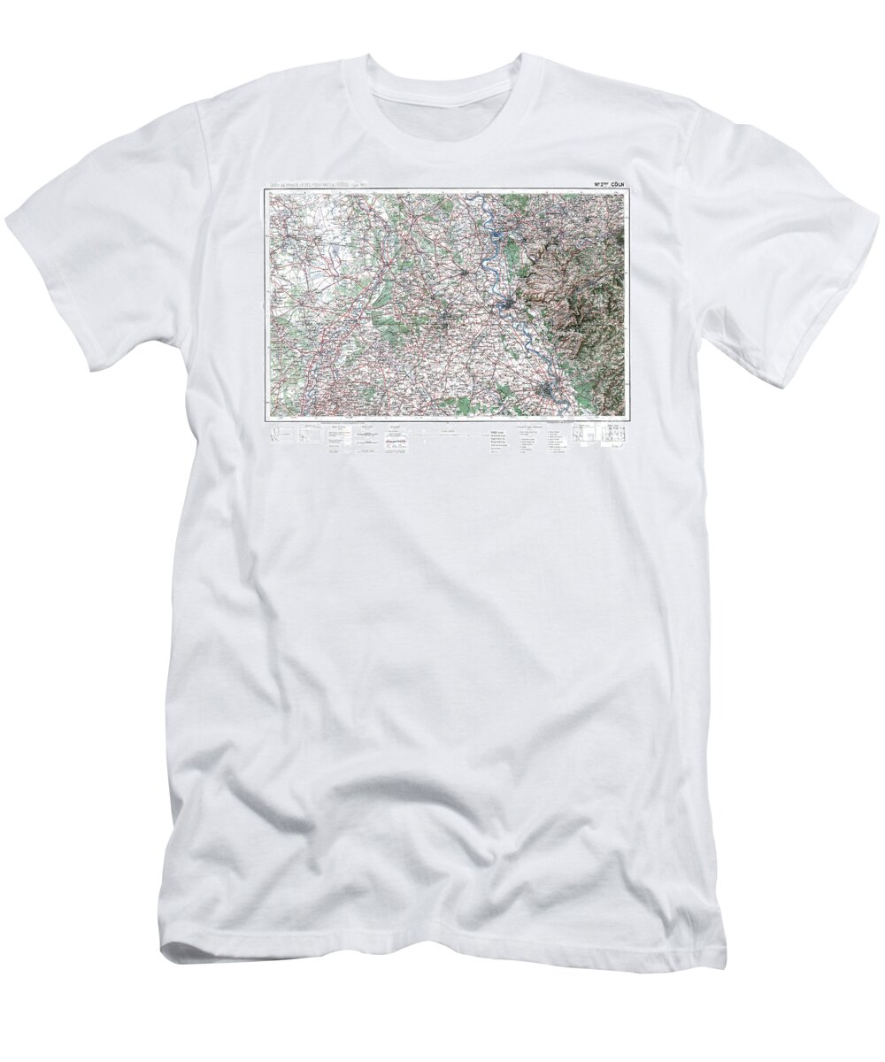 Color T-Shirt featuring the photograph Cologne, France 1912 Map by Pete Klinger