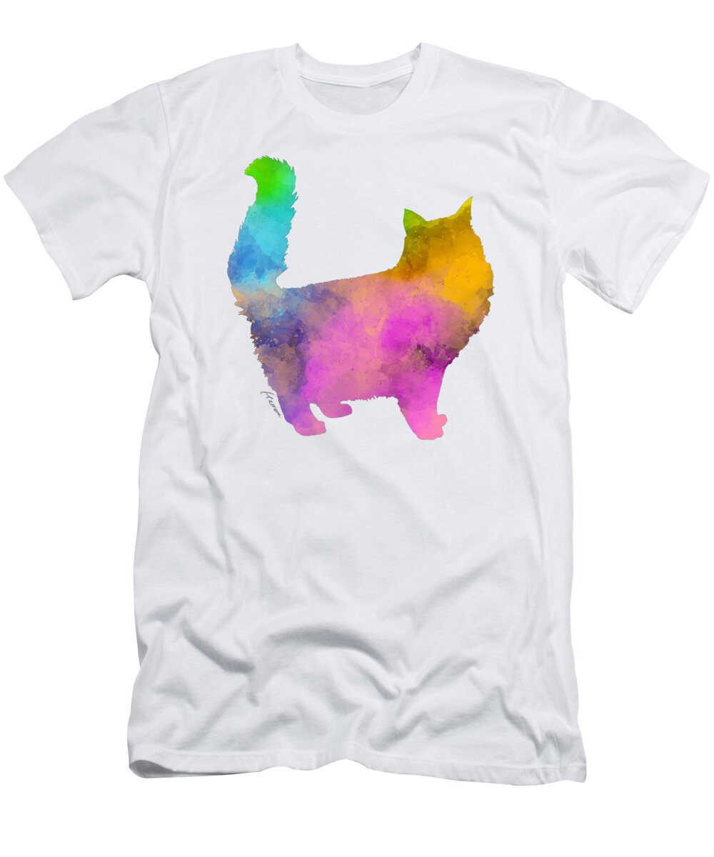 Cat T-Shirt featuring the painting Colorful Cat by Hailey E Herrera