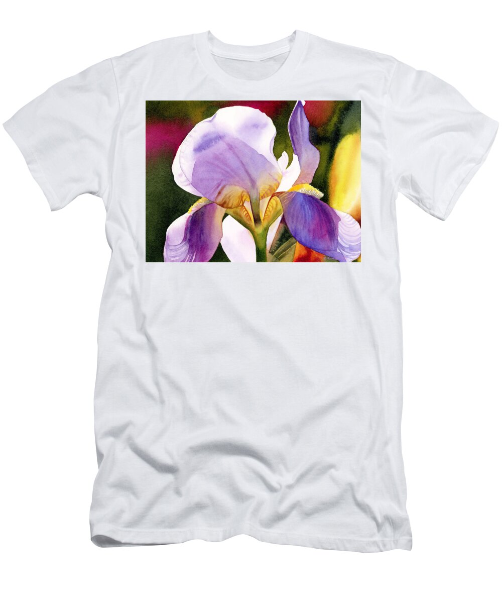 Iris T-Shirt featuring the painting Colorful Iris by Espero Art