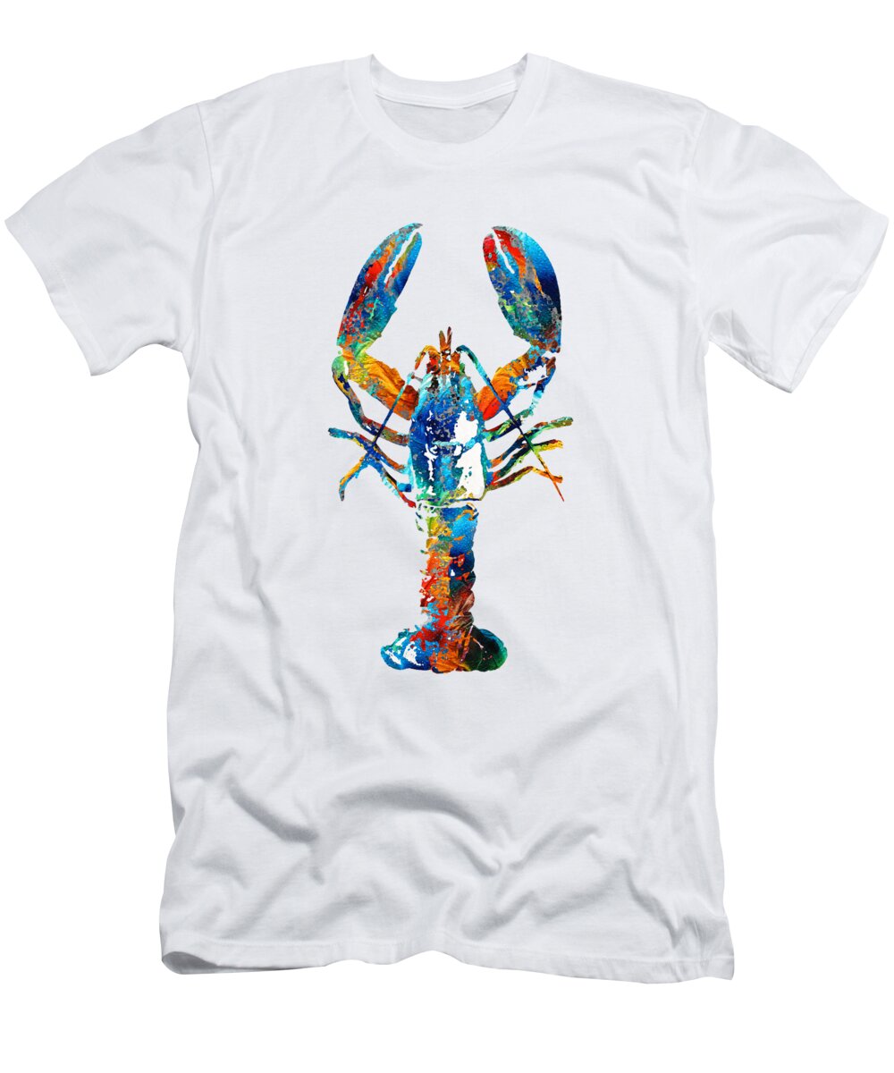 Lobster T-Shirt featuring the painting Colorful Lobster Art by Sharon Cummings by Sharon Cummings