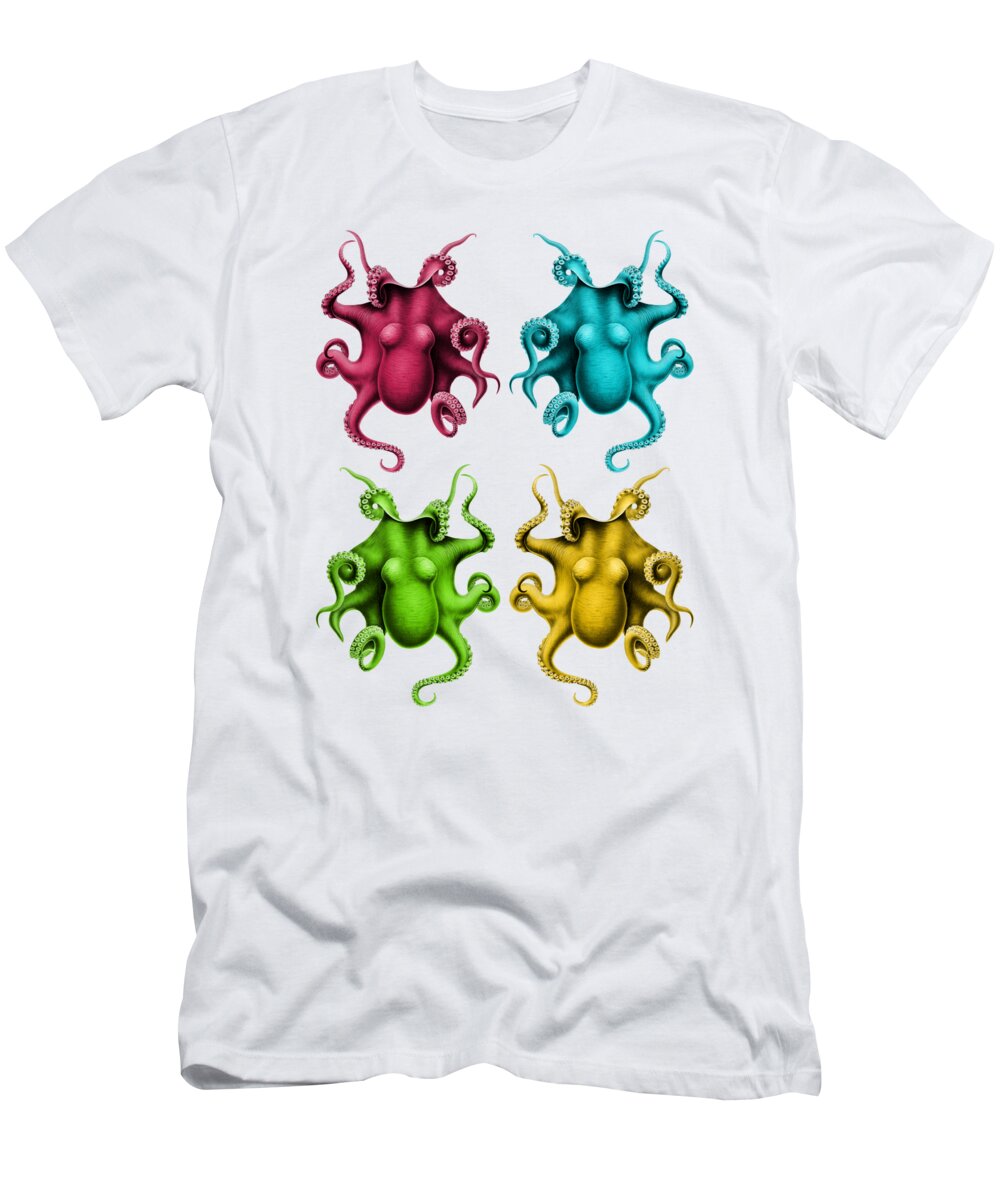 Octopus T-Shirt featuring the digital art Colorful octopi by Madame Memento
