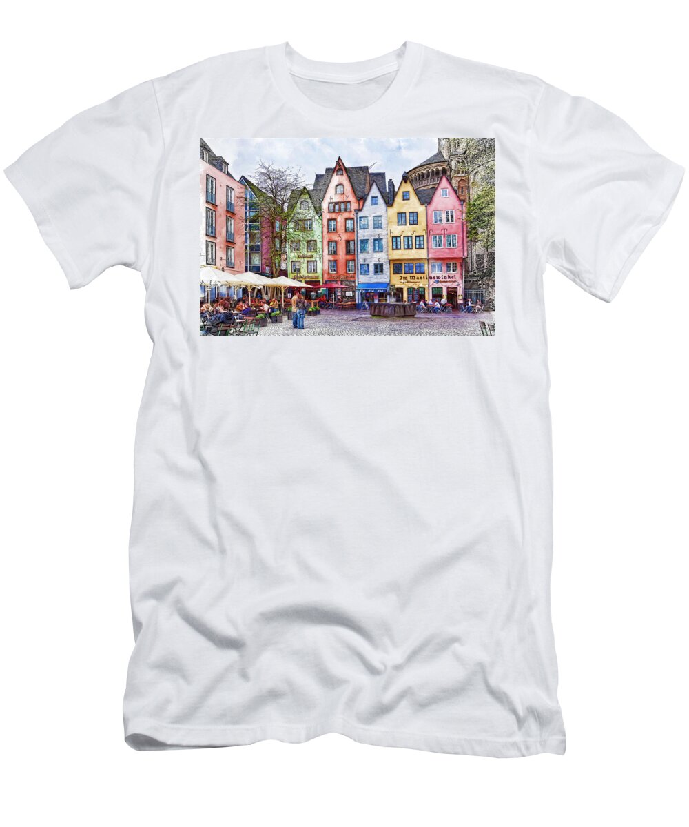 Cologne T-Shirt featuring the mixed media Colors of Germany by Tatiana Travelways