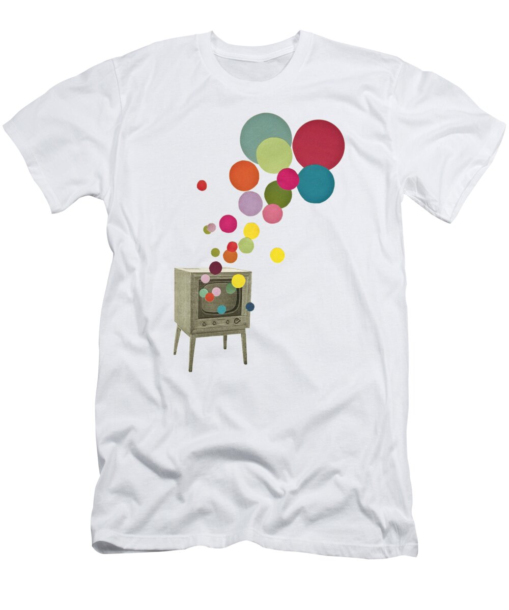 Television T-Shirt featuring the mixed media Colour Television by Cassia Beck