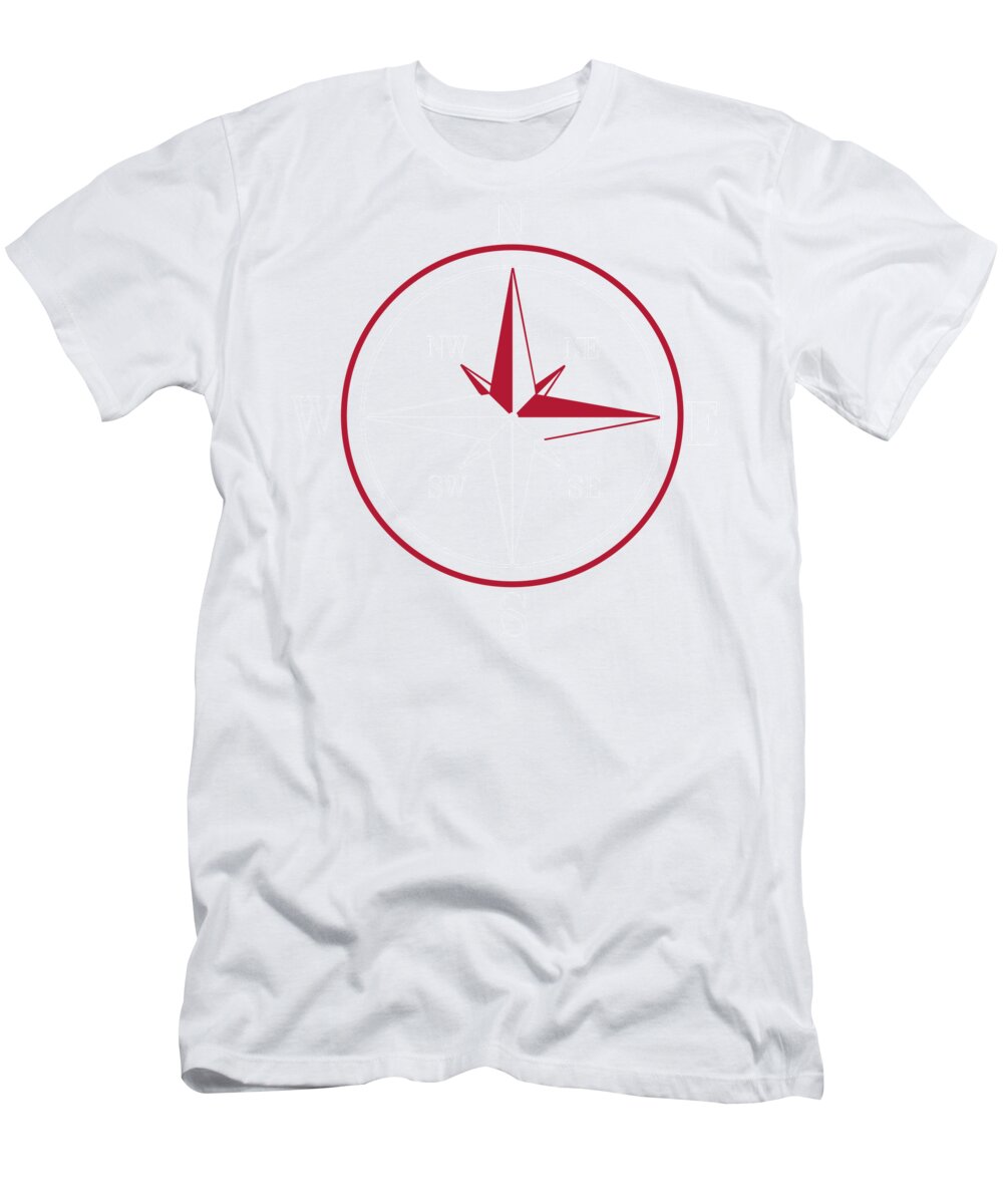 Nautical T-Shirt featuring the digital art Compass on blue ground by Johanna Virtanen