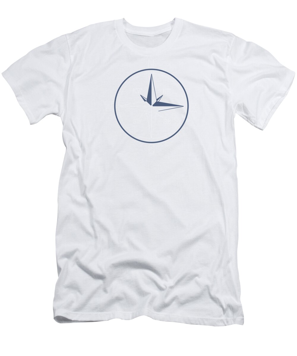 Nautical T-Shirt featuring the digital art Compass on red ground by Johanna Virtanen