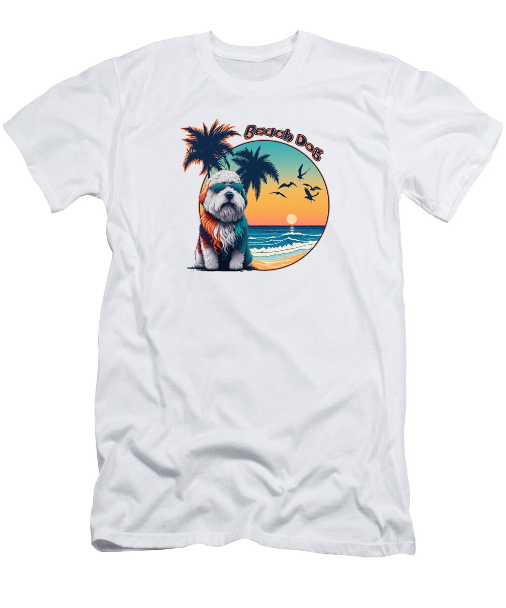 Cool Beach Dog T-Shirt featuring the digital art Cool Beach Dog by Two Hivelys