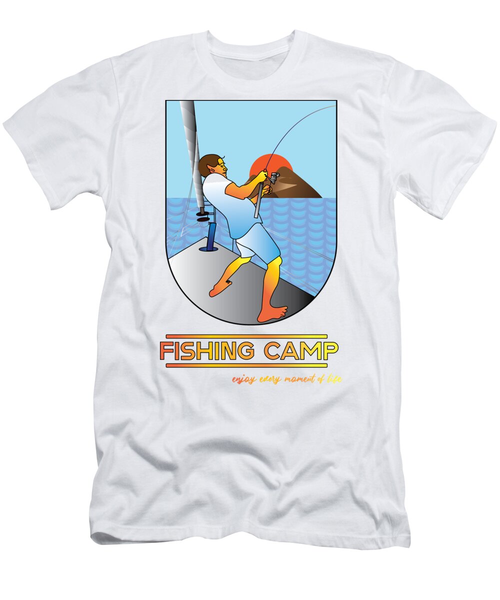 cool fishing camp illustartion Fishing t-shirt design vector. T-shirt design  for print. t-shirt des T-Shirt by Kartick Dutta - Fine Art America