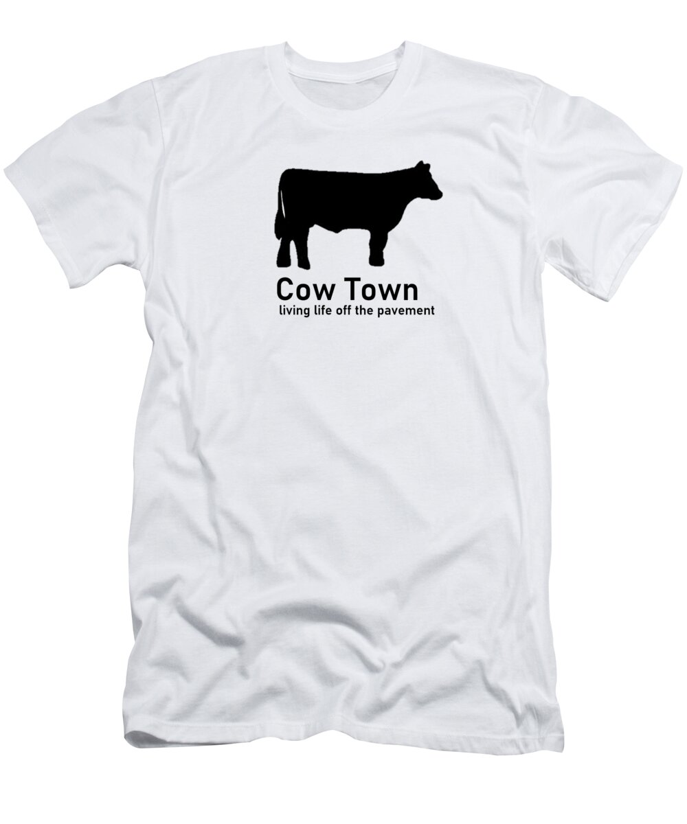 Cow T-Shirt featuring the digital art Cow Town by Jerry Patterson